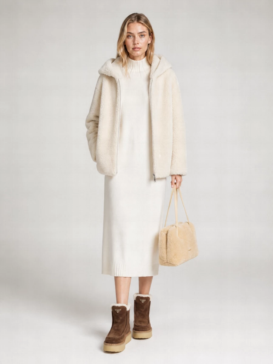 Prada Suede Shearling Ankle Boots