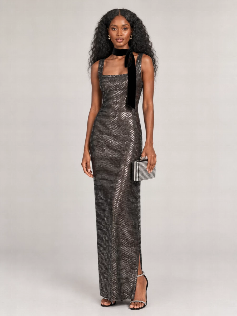 Self-Portrait rhinestone maxi gown