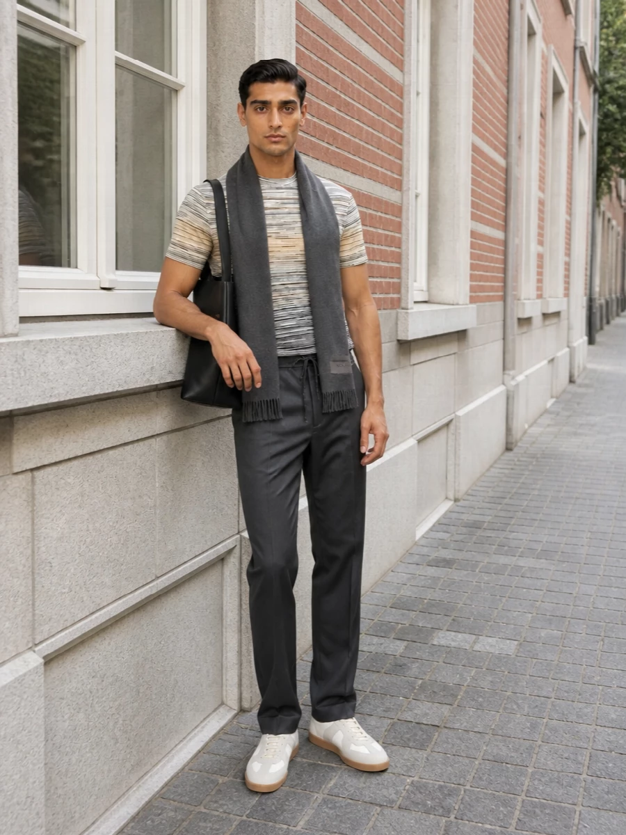 Missoni stripe tee margiela trouser prada bag
