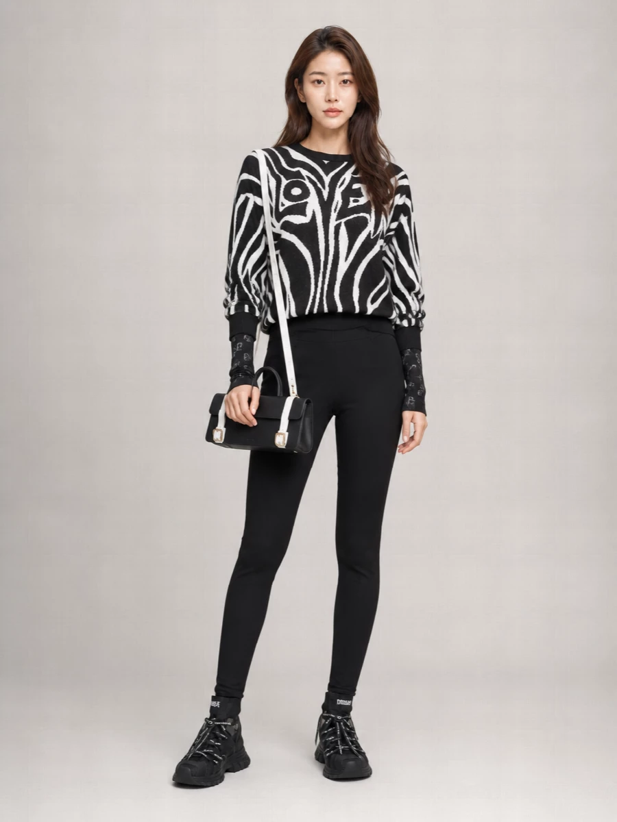 Dolce&Gabbana Silk Wool Zebra Print Long-Sleeve Pullover Sweater