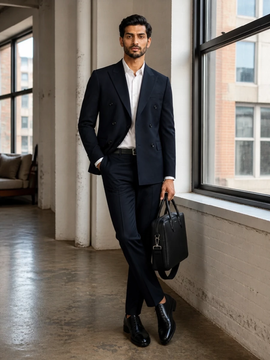 Boss navy double breasted blazer dress trousers