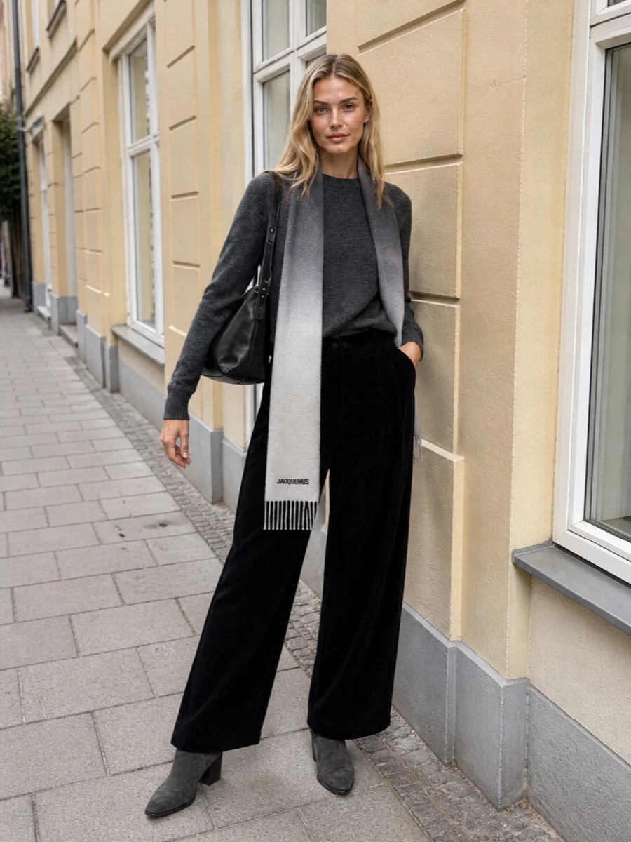 Frankie shop charcoal sweater wide leg trousers
