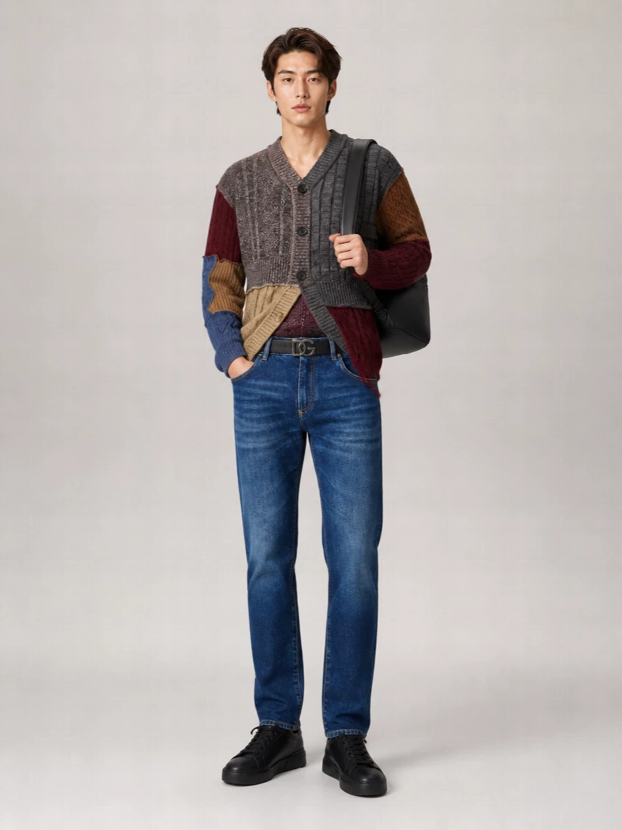 Dolce&Gabbana Wool Blend Oversized Patchwork Cardigan