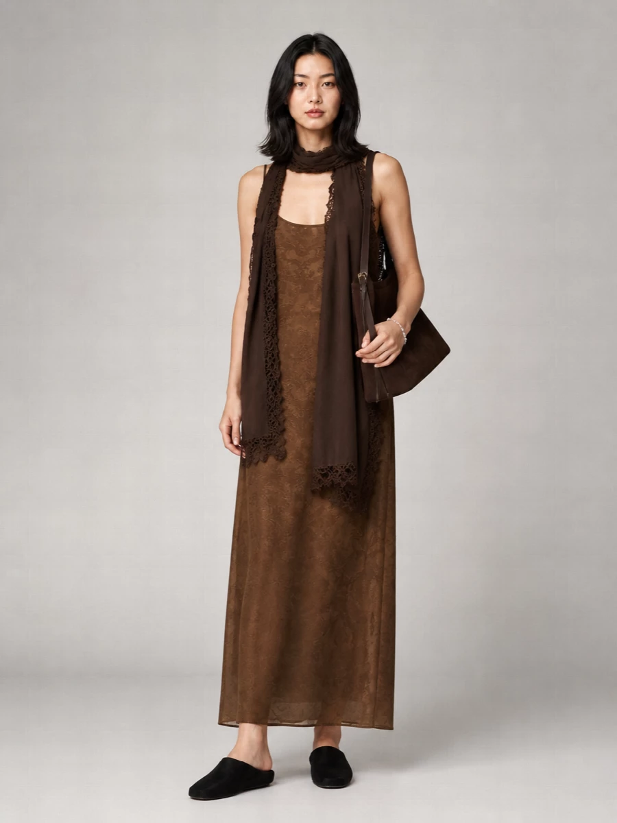 Uma Wang Jacquard Sleeveless Long Nightdress