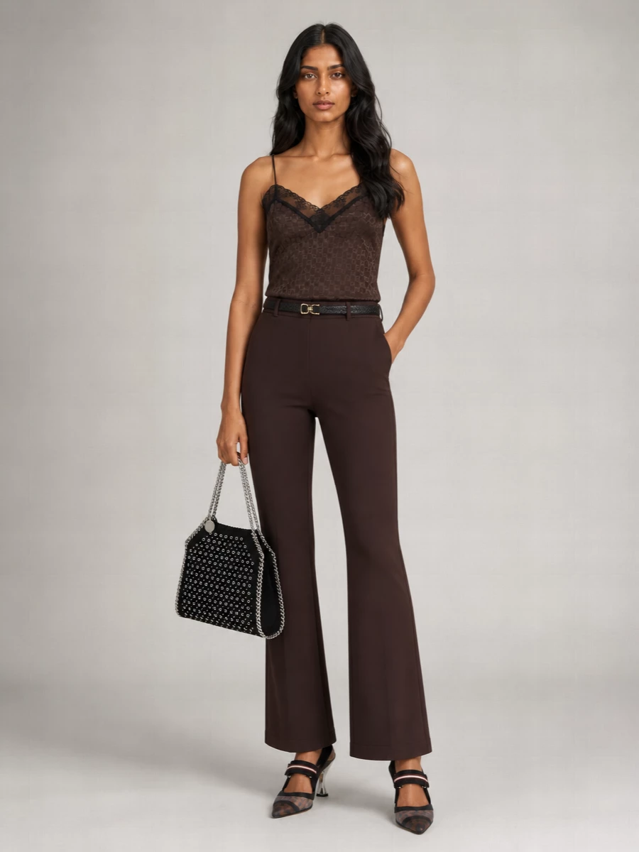 Fendi Silk Jacquard Sleeveless Sweetheart-Neck Top