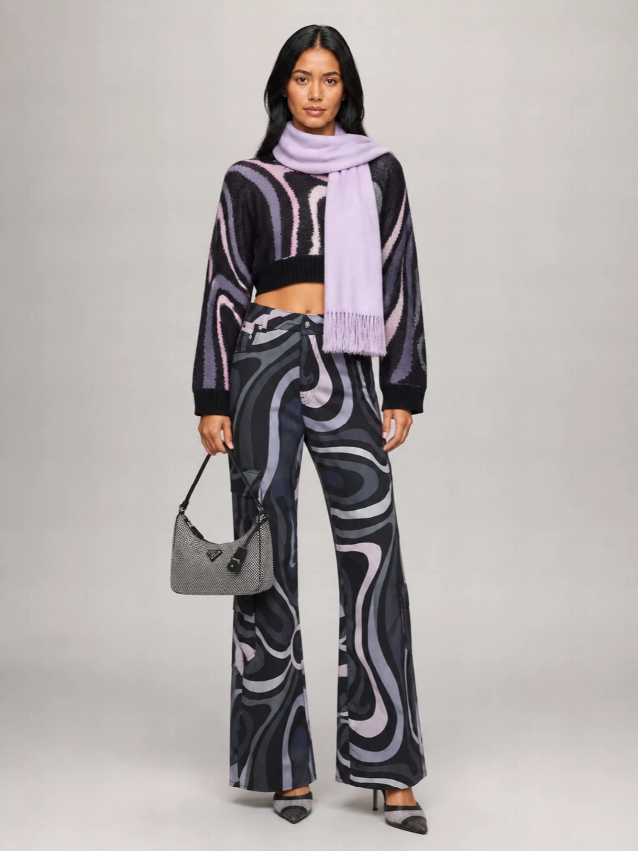Pucci Mohair Blend Printed Cropped Jumper