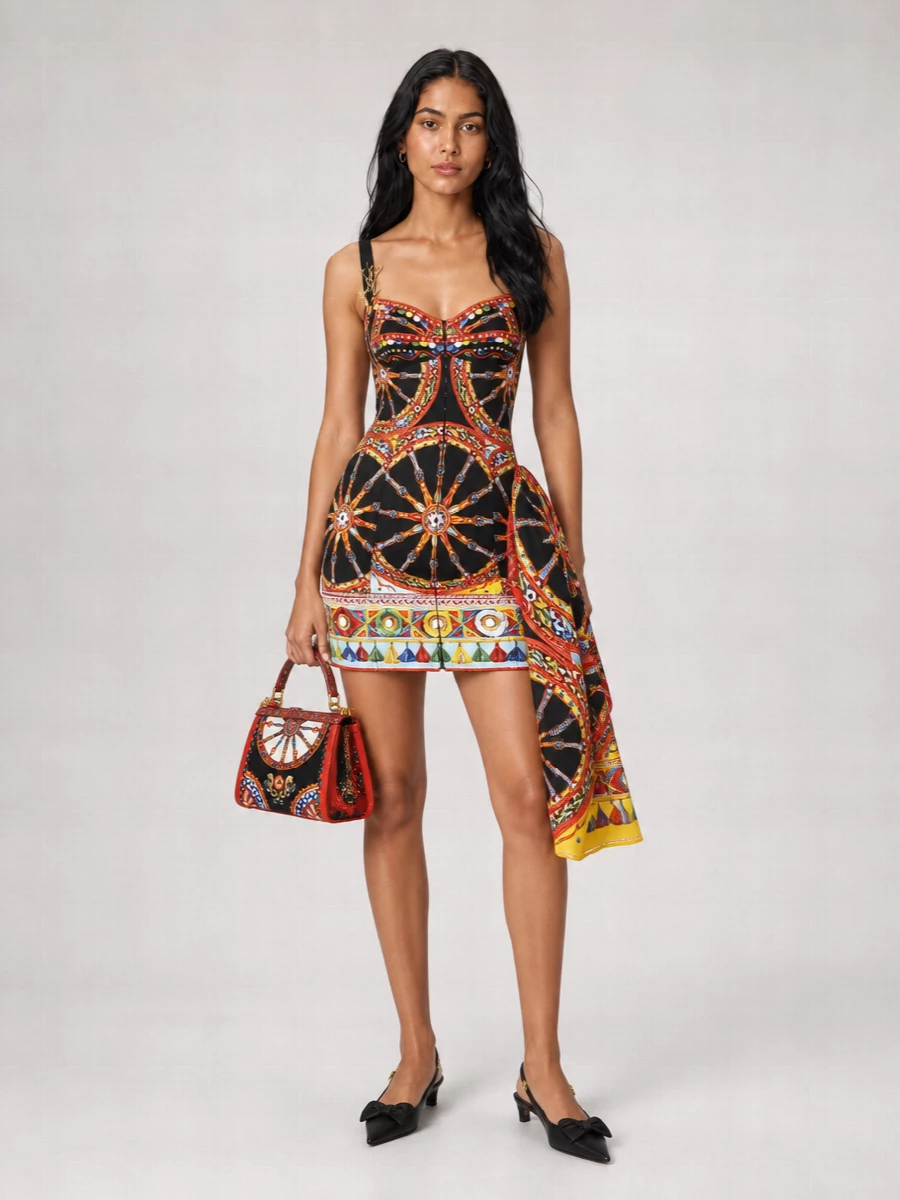 Dolce&Gabbana Silk Printed Mini Dress