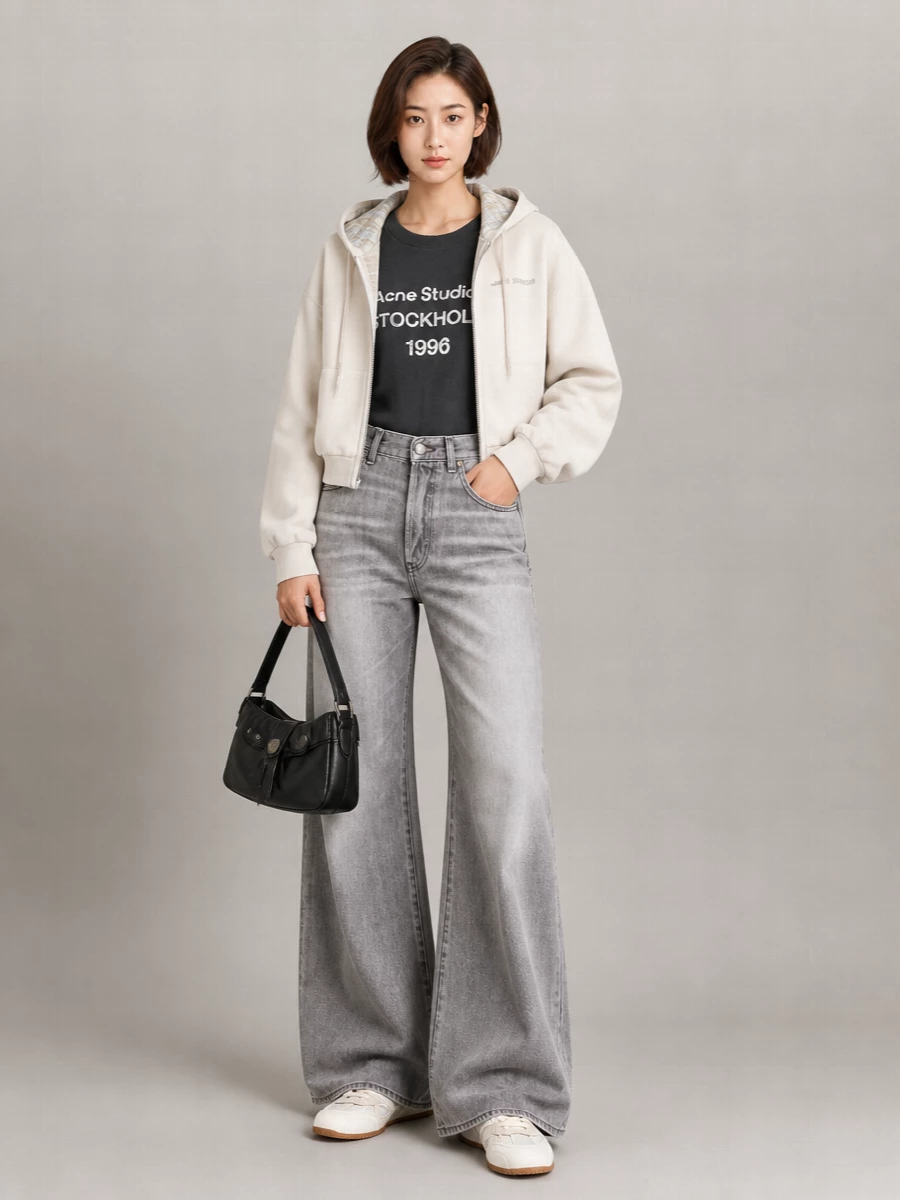 Acne Studios Ribbed Cuff Relaxed Zip Hoodie