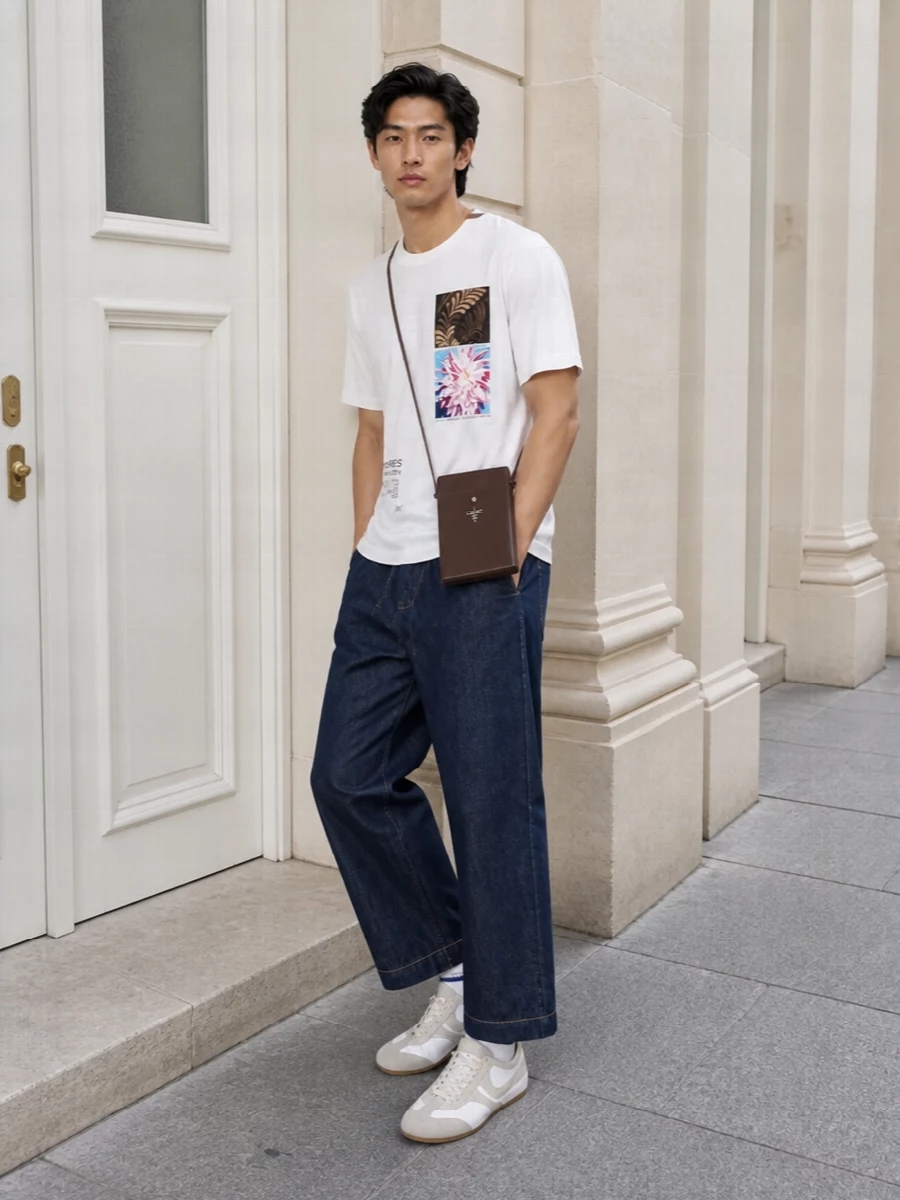 Dries van noten white tee indigo jeans outfit