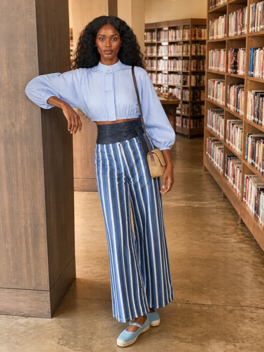 Zimmermann striped shirt mother wide leg jeans