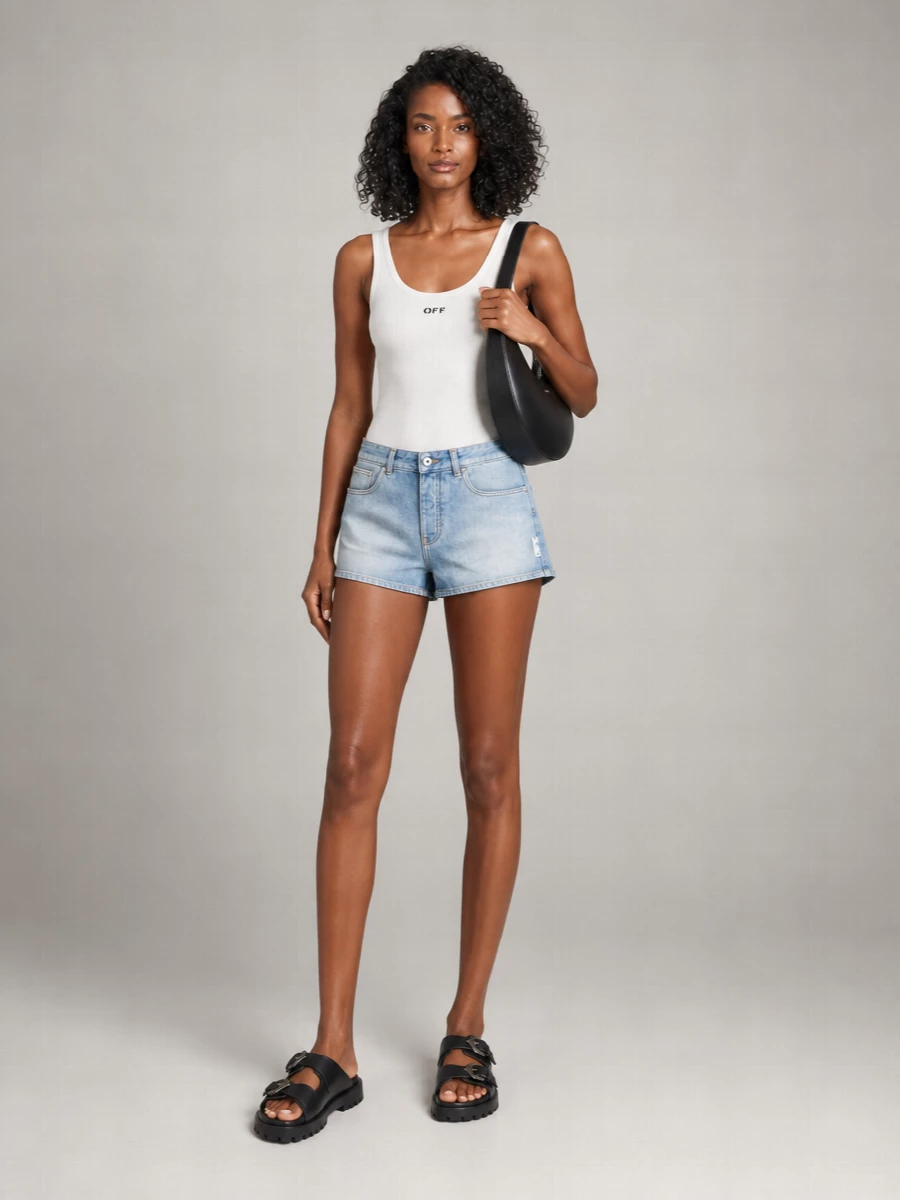 Off-White Ribbed Slim-Fit Logo Tank Top