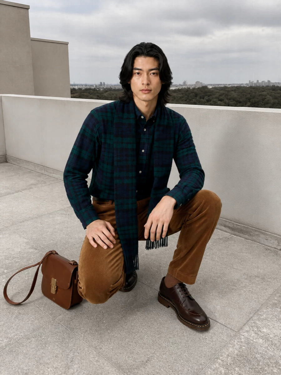 Polo ralph lauren plaid shirt corduroy trousers