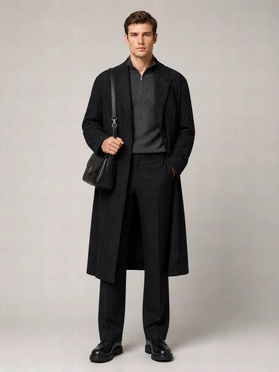 Balenciaga Checked Long Trench Coat