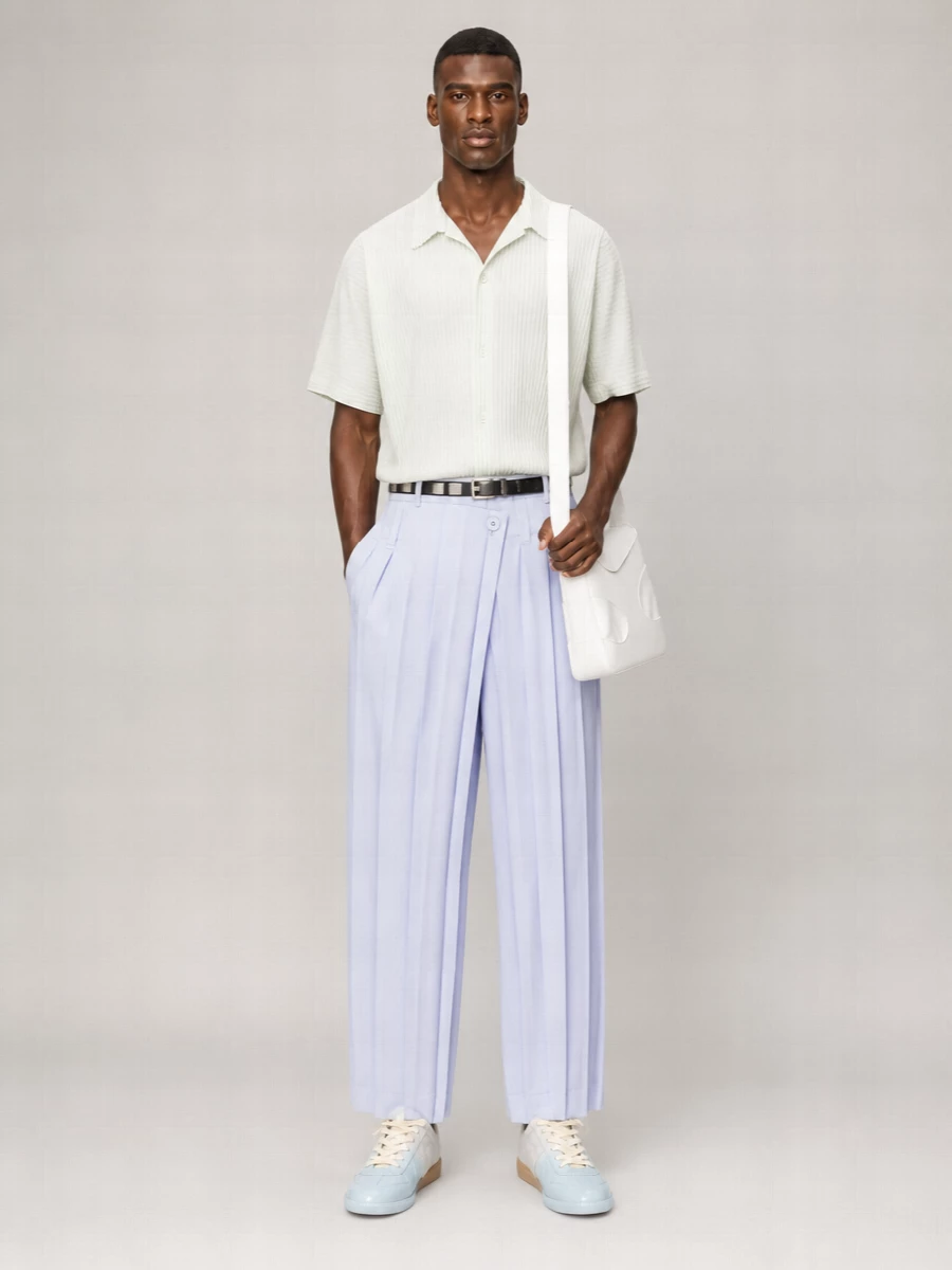 Homme Plisse Issey Miyake Pleated Cropped Wide-Leg Tailored Trousers
