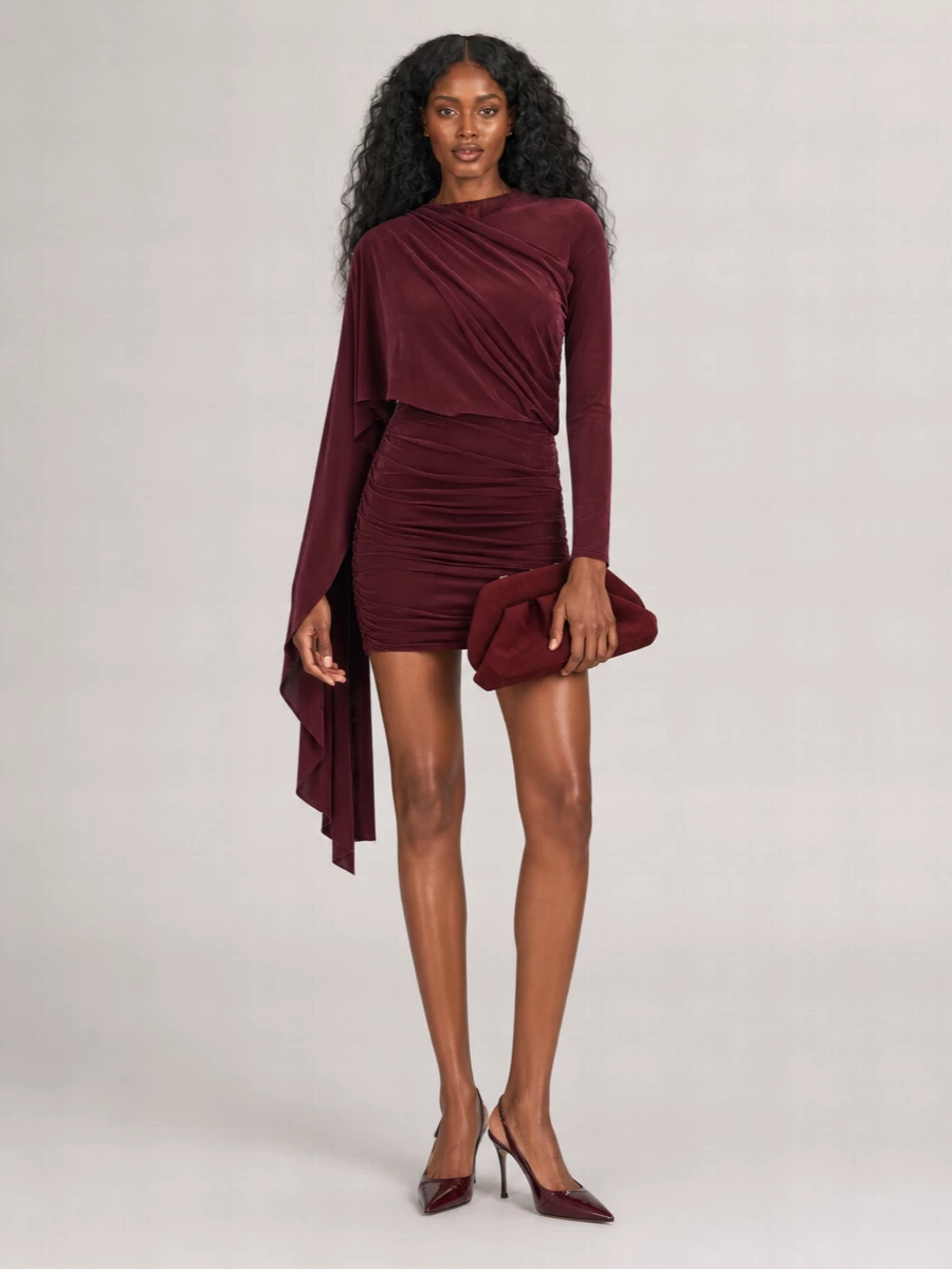 The Andamane Gathered Long-Sleeve Mini Dress