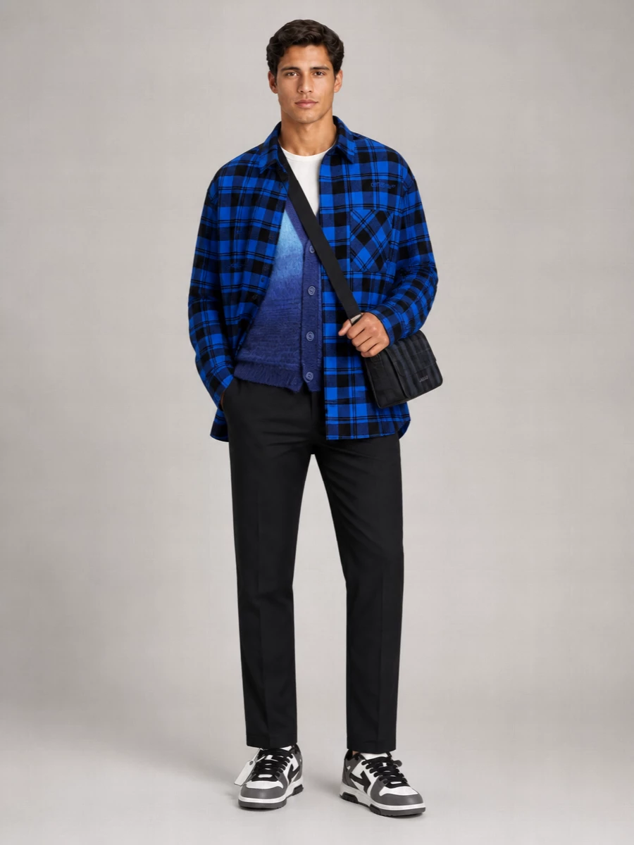 Off-White Checked Flannel Shirt Jacket