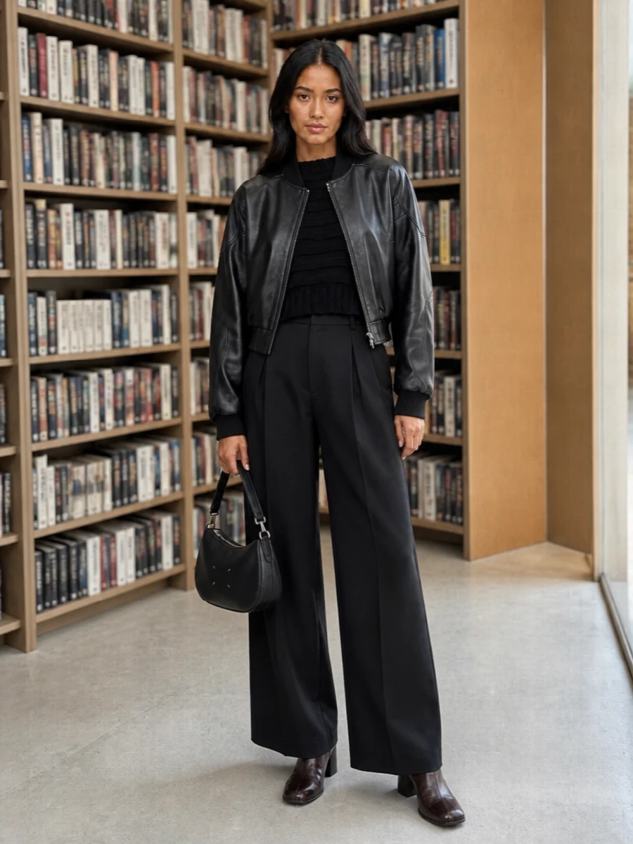 Mm6 bomber wide leg trousers ankle boots