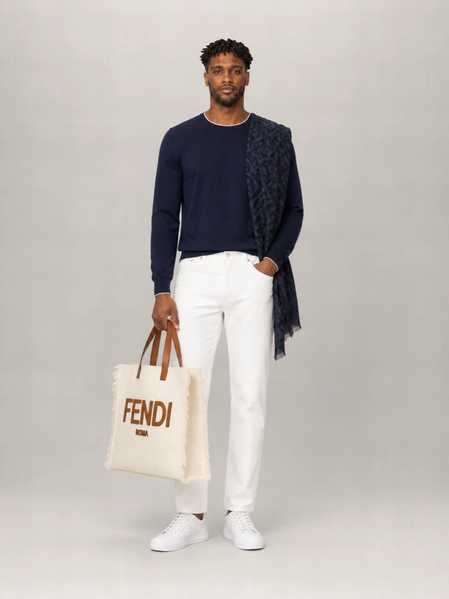 Fendi Silk Wool Ff Motif Scarf