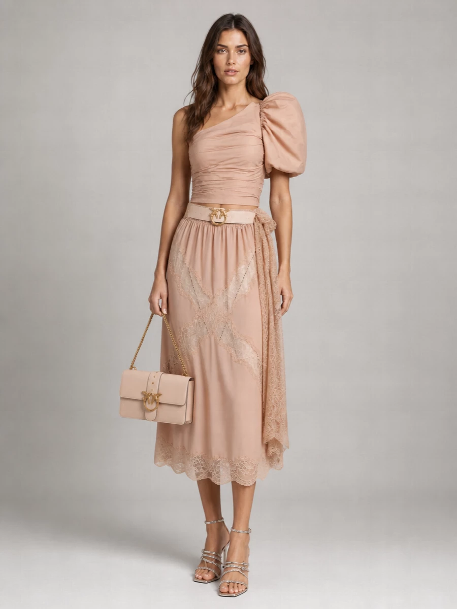 Pinko Gathered One-Shoulder Cropped Top