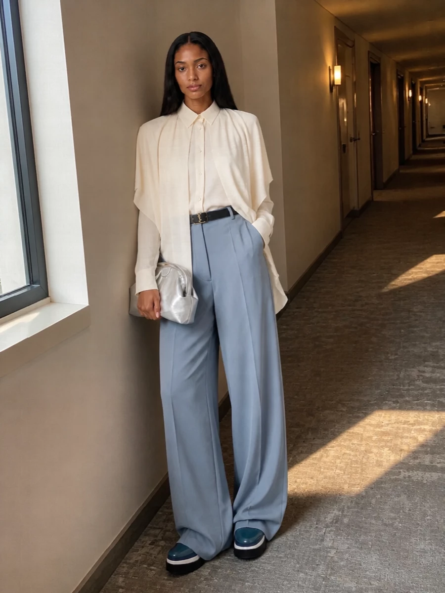 Stella mccartney wide leg trousers ivory blouse