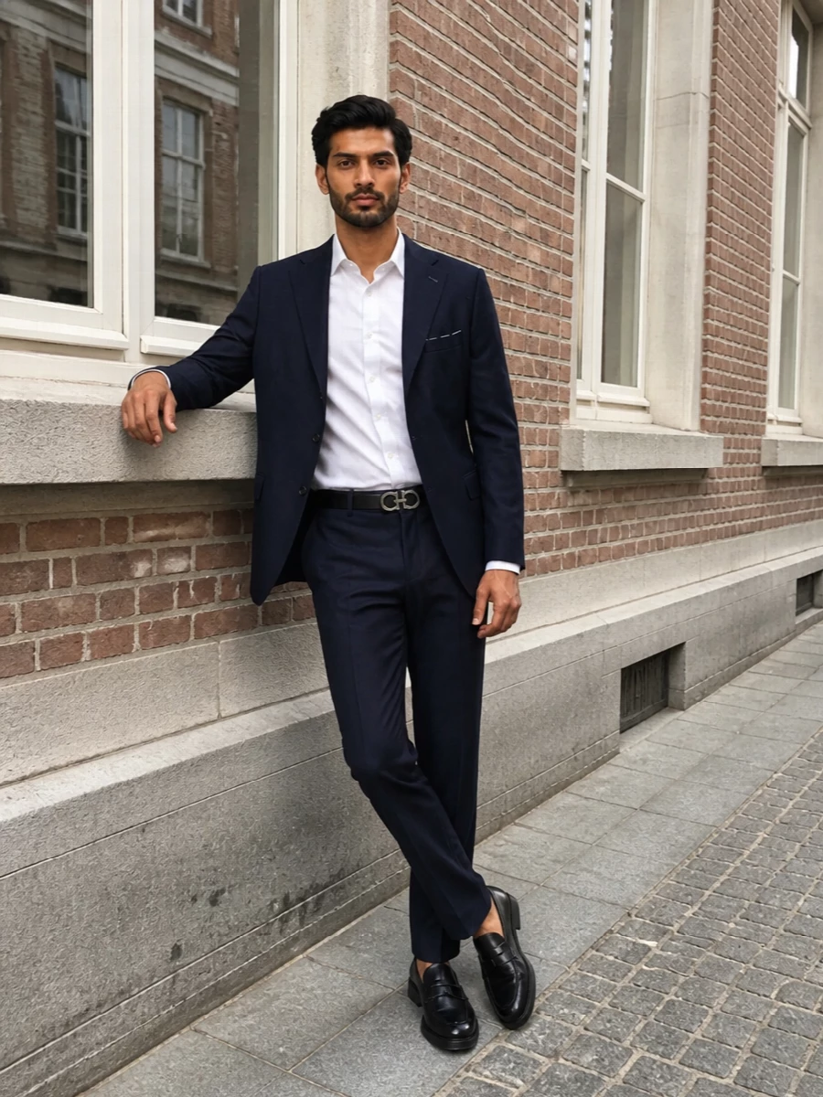 Eleventy navy suit pt torino pleated trousers