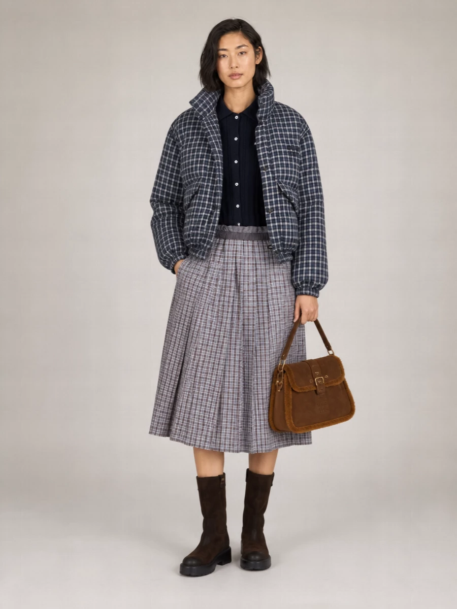 Miu Miu Checked Reversible Down Puffer Jacket