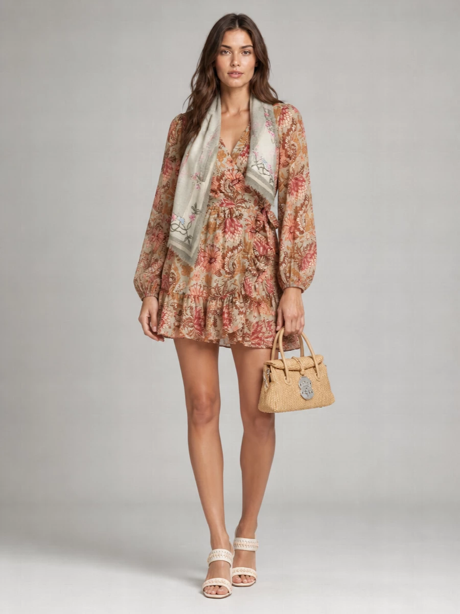 Zimmermann Cotton Floral-Print Wrap Mini Dress