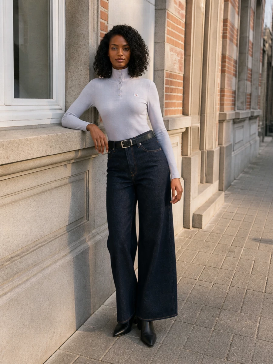 Calvin klein wide leg jeans grey knit boots