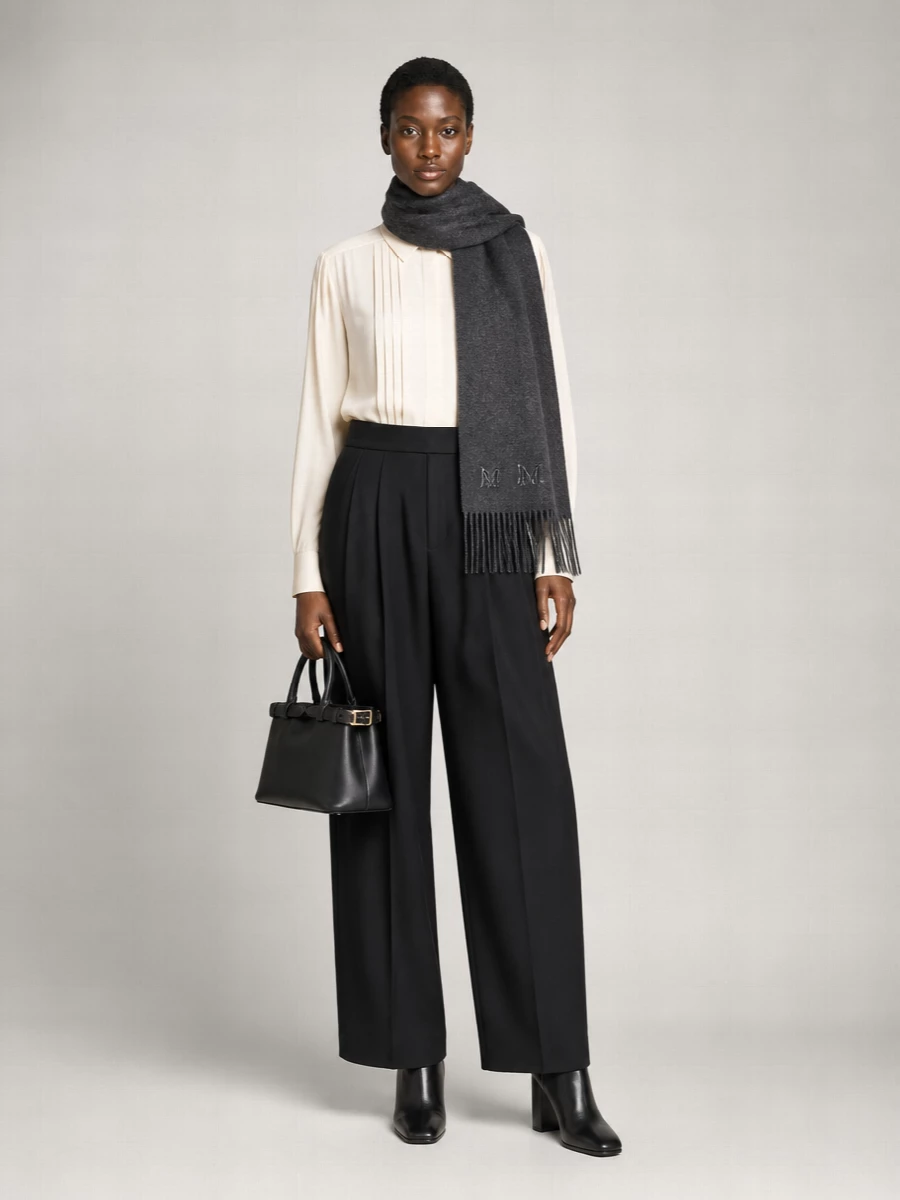 Max Mara Silk Draped Pleated Asymmetric Maxi Skirt