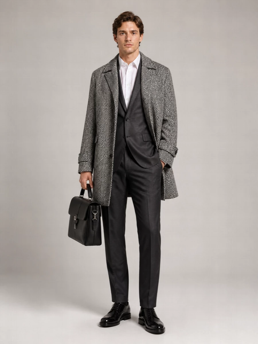 Dolce&Gabbana Wool Chevron Single-Breasted Coat