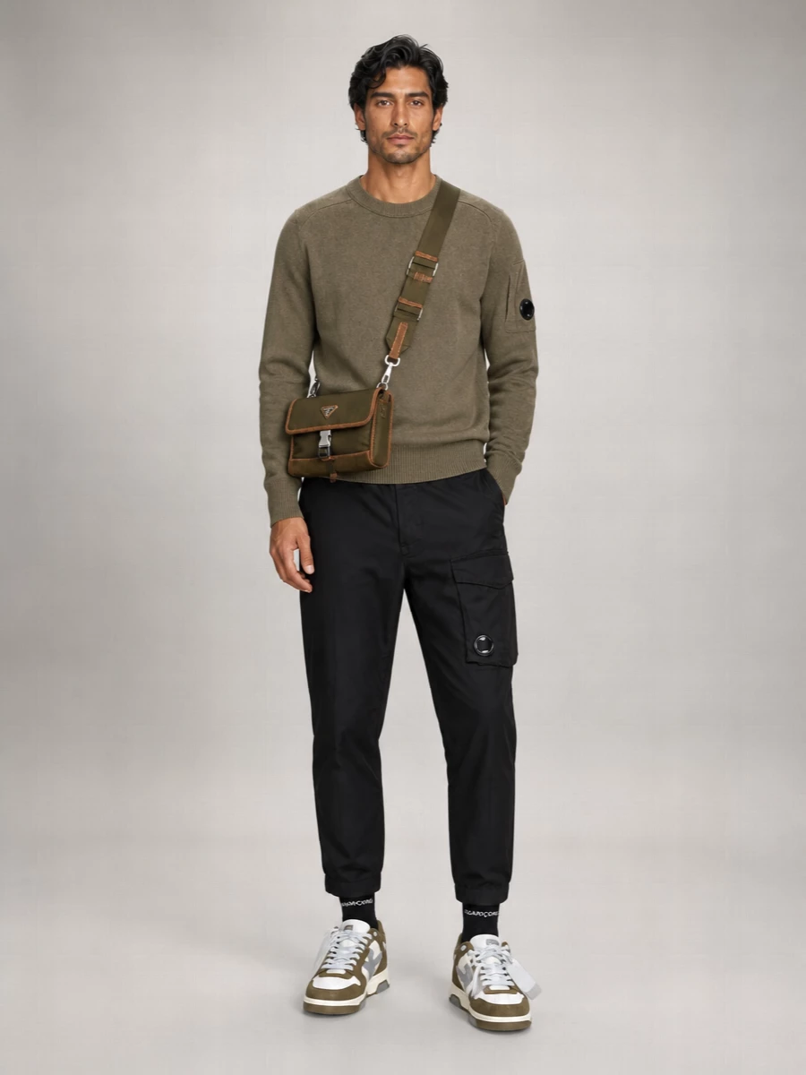 C.p. Company Wool Crew Neck Ribbed Sweater
