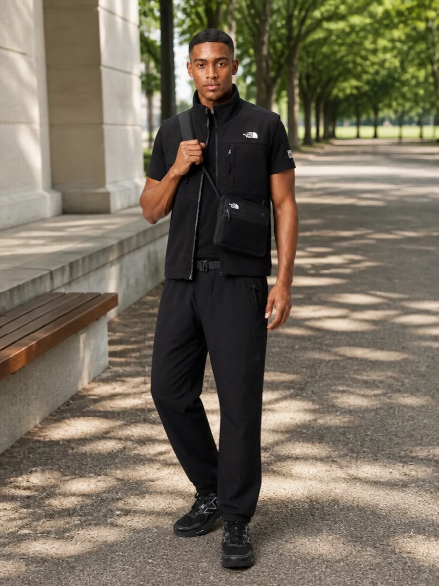 The north face fleece gilet trail pants outfit