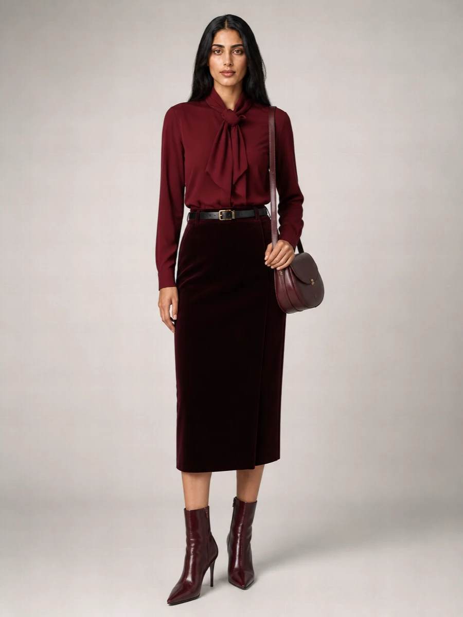 Saint Laurent Silk Blend Blouse With Bow Detail And Long Sleeves