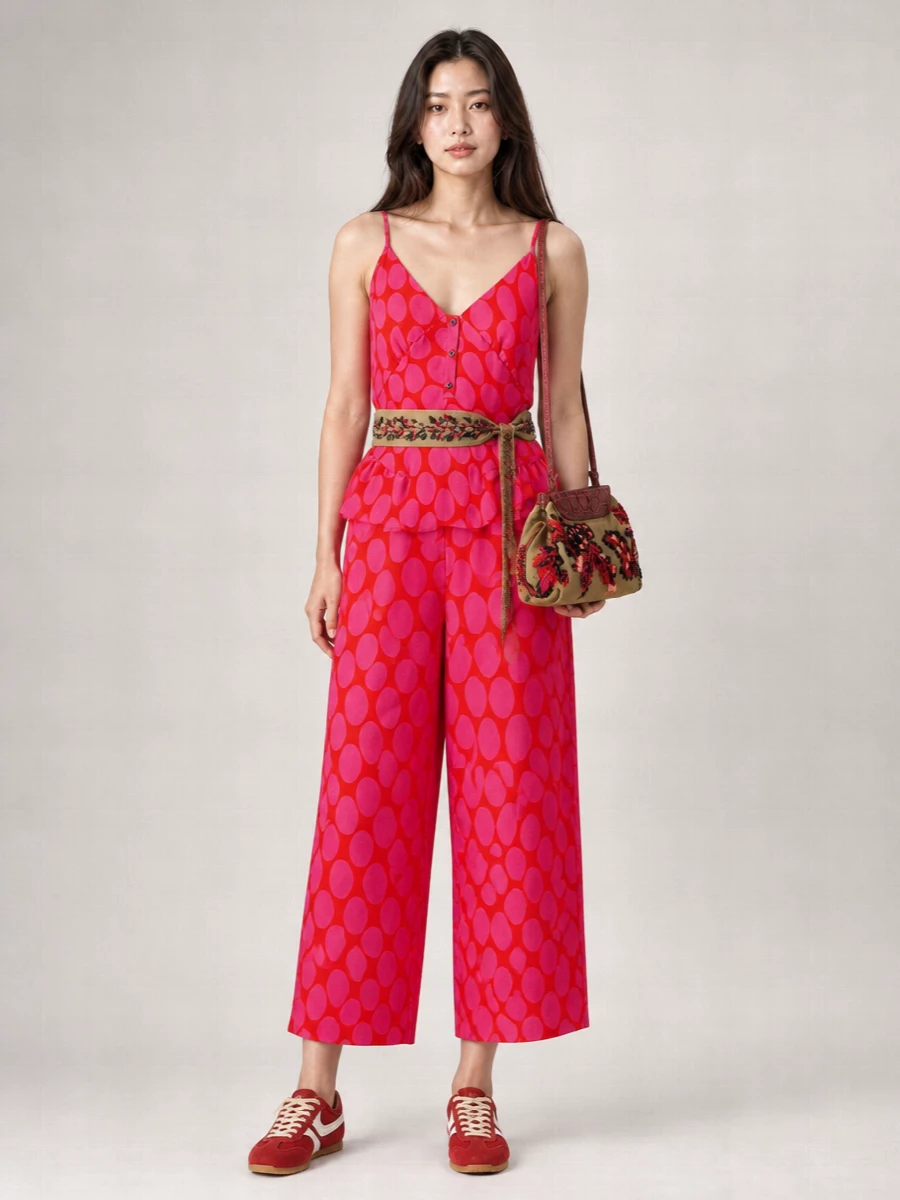 Dries Van Noten Printed Pleated Wide-Leg Trousers
