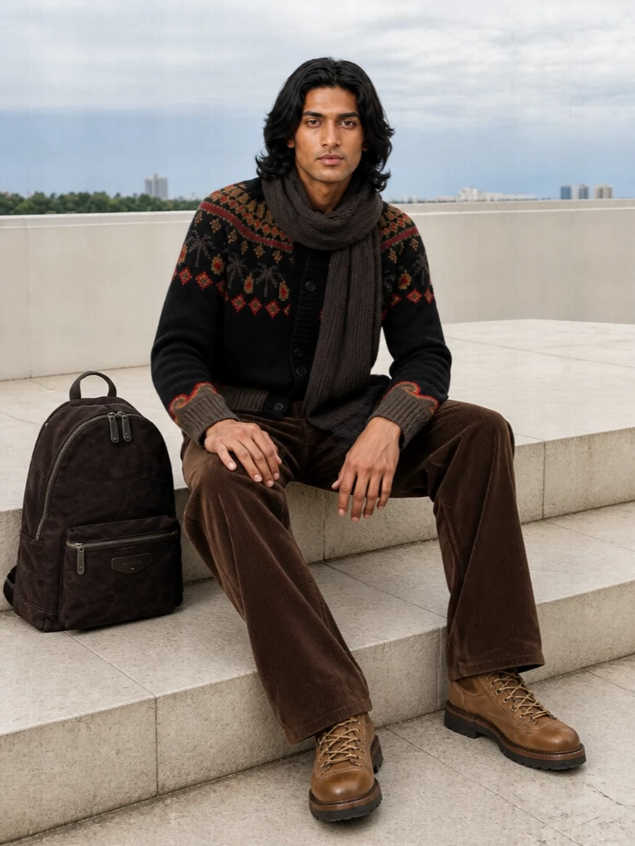 Alanui cardigan marni corduroy trousers outfit