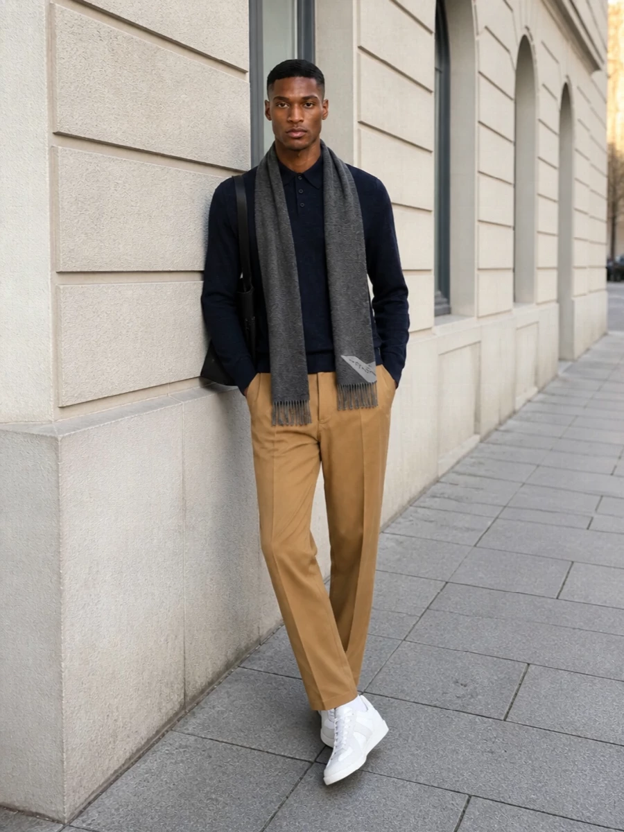 Margiela polo camel trousers prada bag
