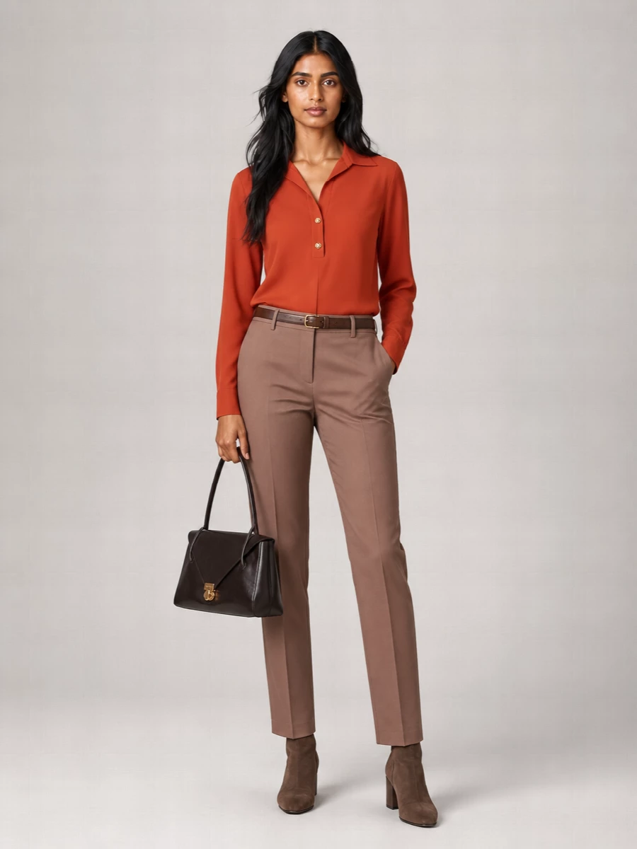 S Max Mara Silk V-Neck Long-Sleeve Blouse