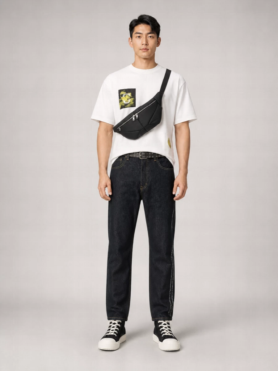 Undercover Wide-Leg Embroidered Denim Jeans