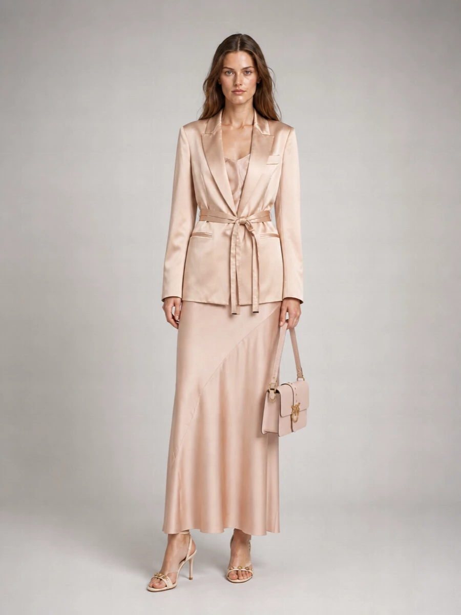 Pinko Belted Satin Blazer