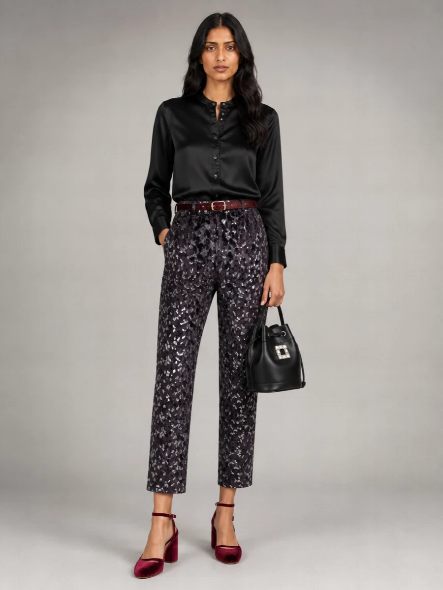 Pierre Louise Mascia Silk Cropped Trousers