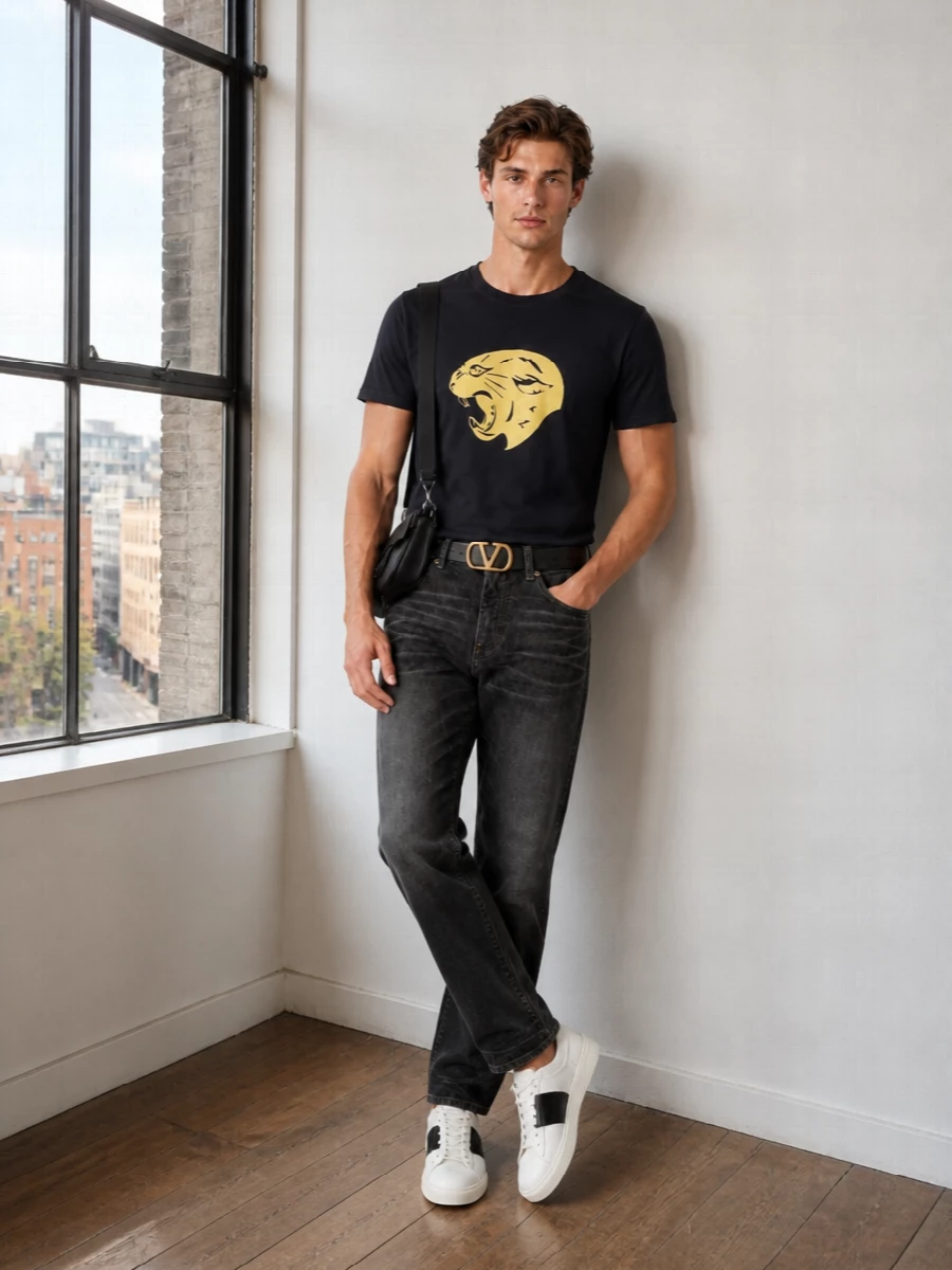 Valentino graphic tee black versace jeans outfit
