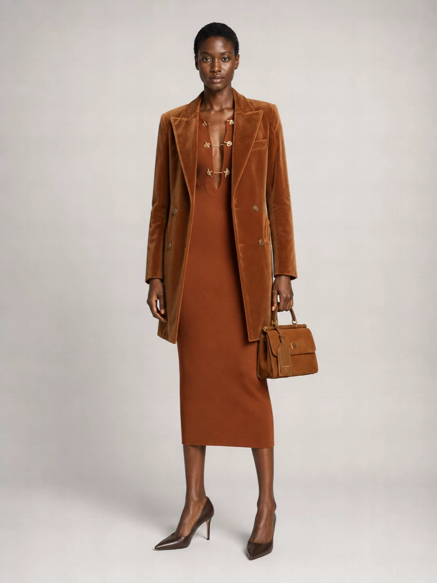 Blazé Milano Velvet Oversized Double-Breasted Blazer