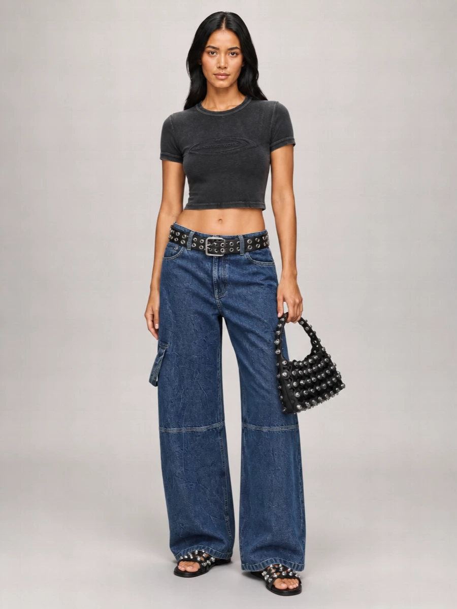 Alexander Wang Denim Mid-Rise Wide-Leg Trousers