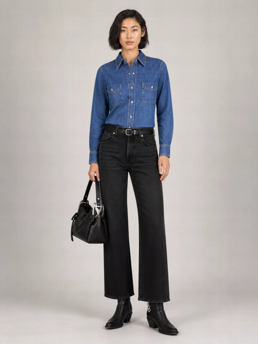 7 For All Mankind Studded Cotton Shirt