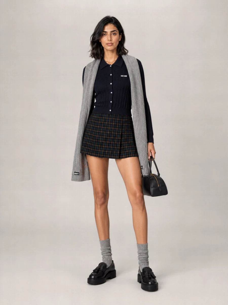 Miu Miu Wool Pleated Mini Skirt