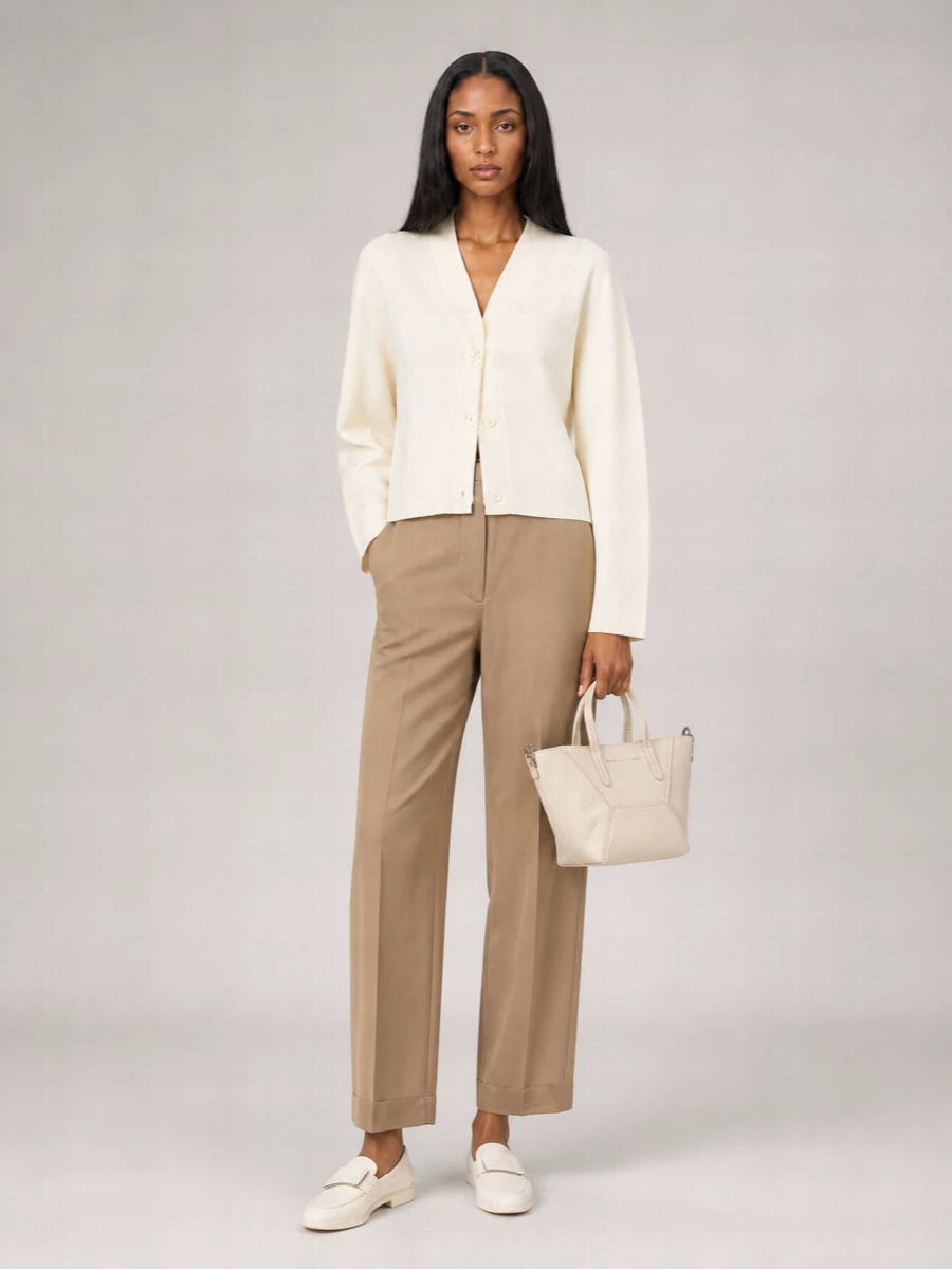 Fabiana Filippi Crewneck Knit Long Sleeves Ribbed Buttons Collar