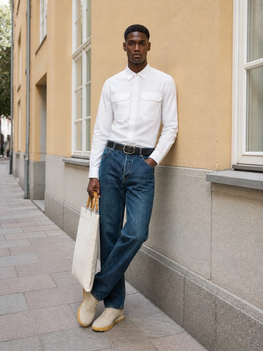 Jil sander mens jeans white shirt sneakers
