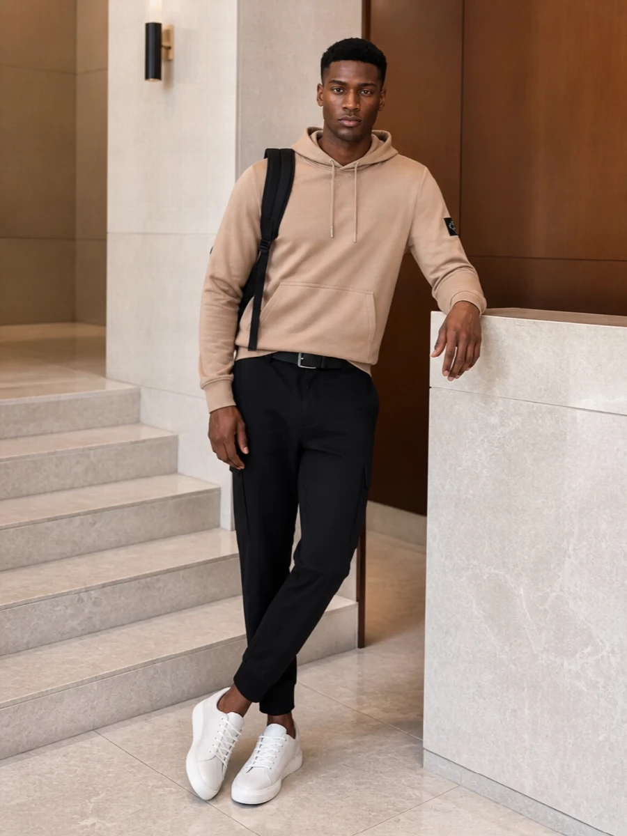 Calvin klein hoodie black joggers white sneakers