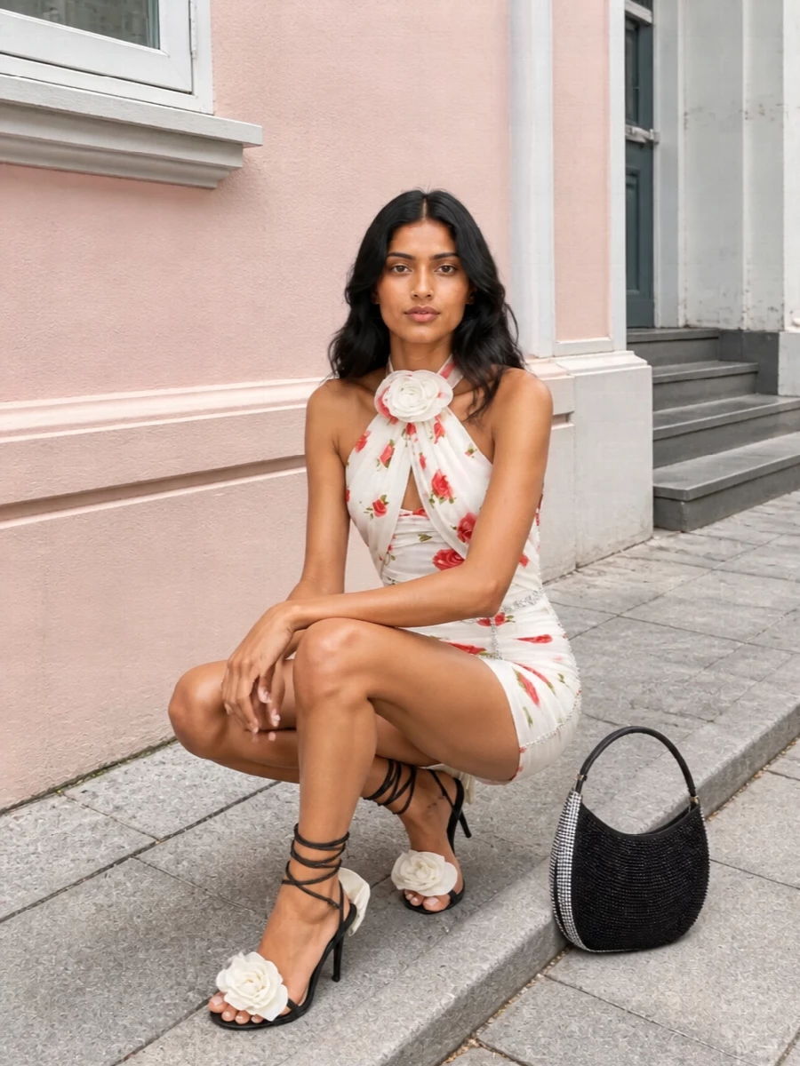 Magda butrym rose mini dress crystal sandals