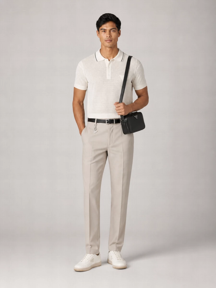 Prada Silk Openwork Polo Shirt